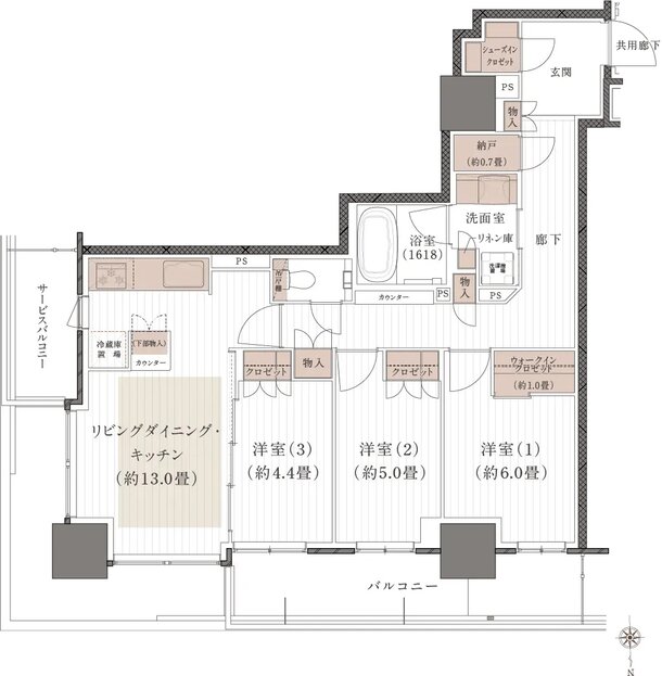 (仮称)岡山表町再開発タワーマンションプロジェクト 間取り Gタイプ