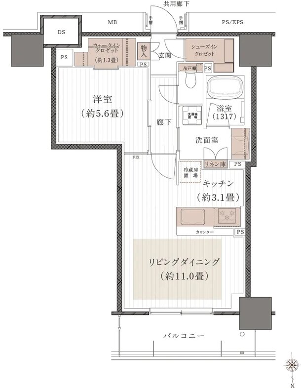 (仮称)岡山表町再開発タワーマンションプロジェクト 間取り Iタイプ