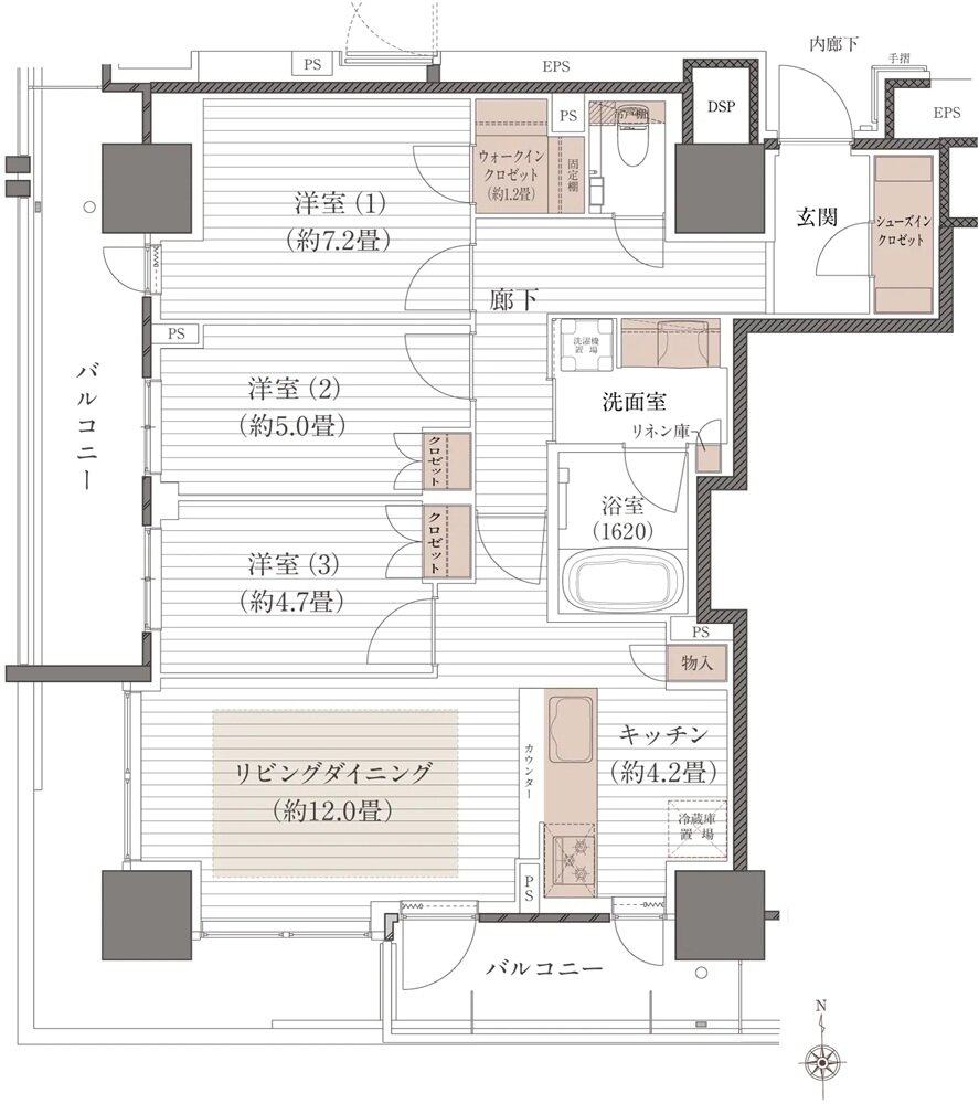 デュオヒルズ岡山表町タワー 間取り A2タイプ