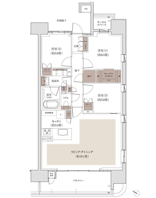パークホームズ千田町 間取り Aタイプ