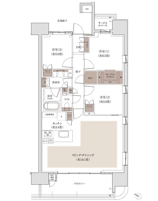 パークホームズ千田町 間取り Aタイプ