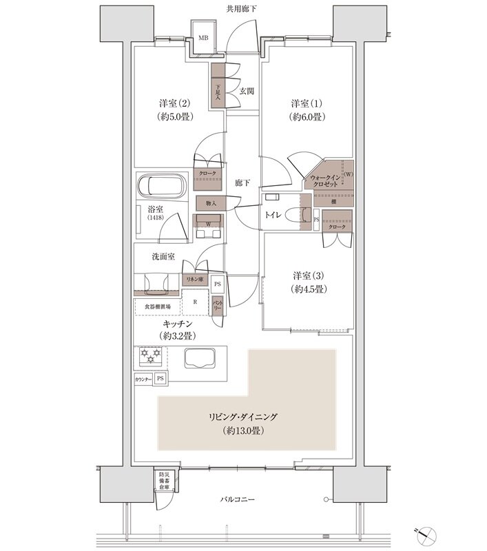 パークホームズ千田町 間取り Bタイプ