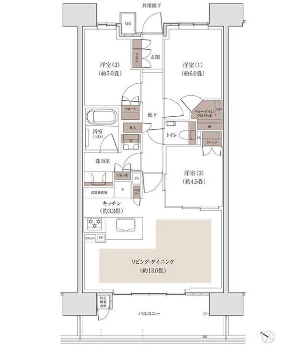 パークホームズ千田町 間取り Bタイプ