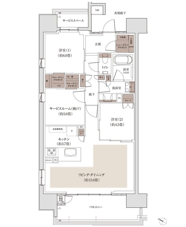 パークホームズ千田町 間取り Eタイプ