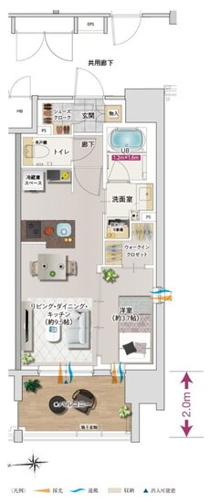 ソルティア本厚木ステーションフロント 間取り Bタイプ