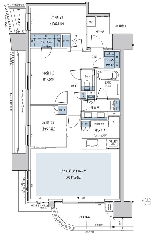 リバープレミアレジデンス広島 間取り Eタイプ