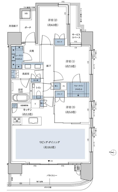 リバープレミアレジデンス広島 間取り Fタイプ