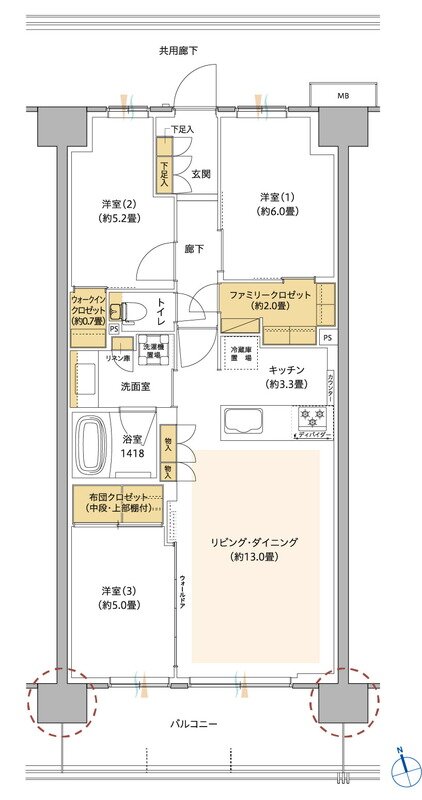 サンリヤン流山パークナード 間取り F5 タイプ（BREEZE FORT）
