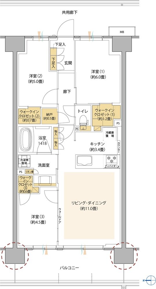 サンリヤン流山パークナード 間取り B1 タイプ（AIRY FORT）