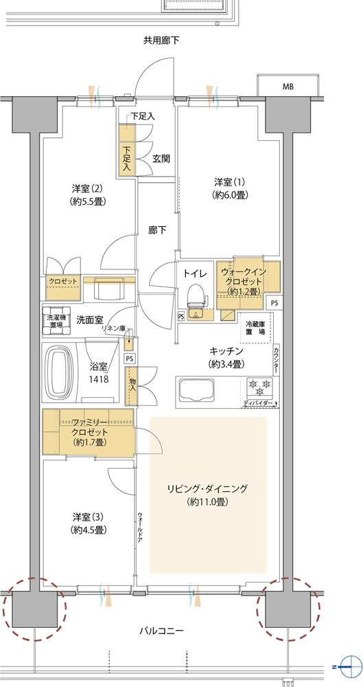 サンリヤン流山パークナード 間取り B3 タイプ（AIRY FORT）
