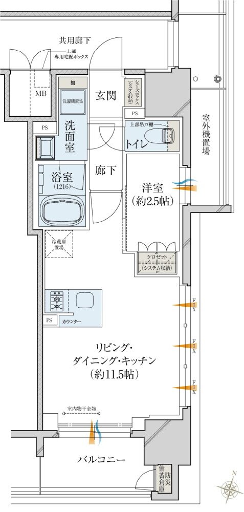 レ・ジェイド大阪梅田 間取り J1 type