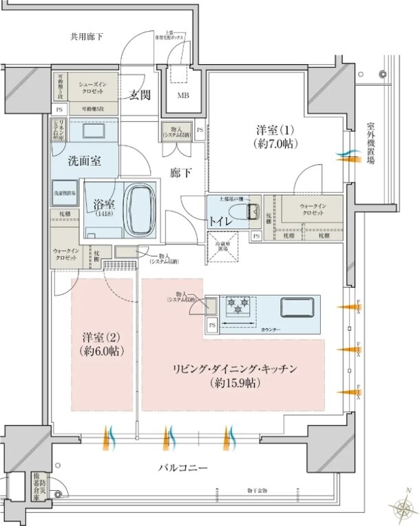 レ・ジェイド大阪梅田 間取り W type