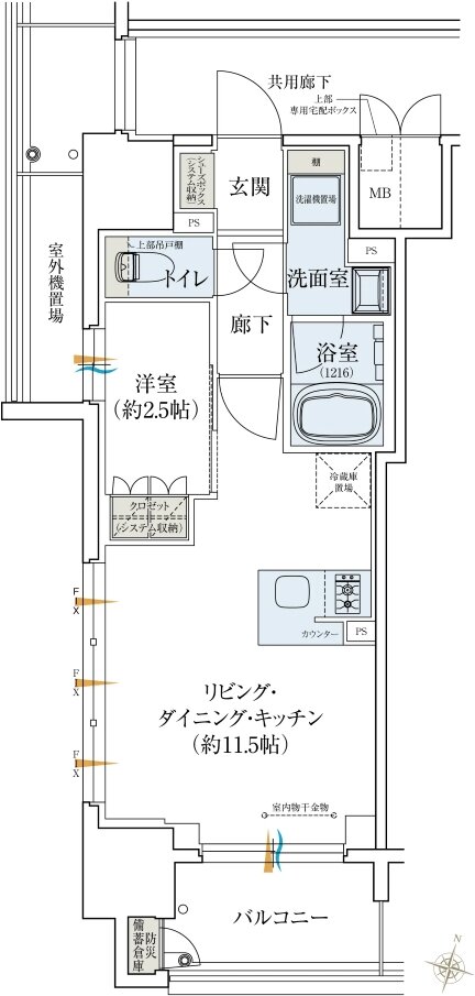 レ・ジェイド大阪梅田 間取り J type