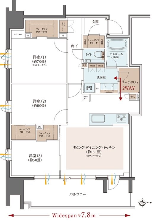 クリオ川崎南幸町グレイスコート 間取り Fタイプ