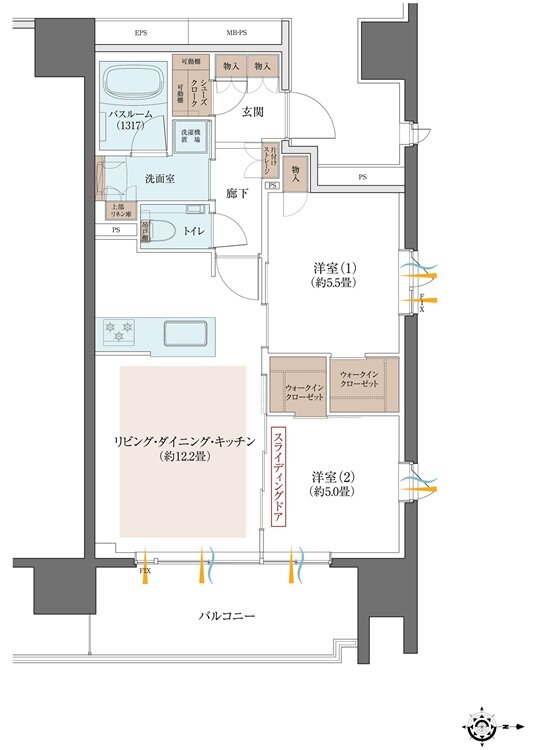 クリオ川崎南幸町グレイスコート 間取り Eタイプ