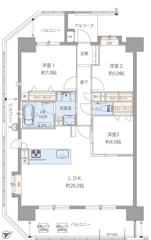 アルバガーデン グランビュー那珂川 間取り Aタイプ