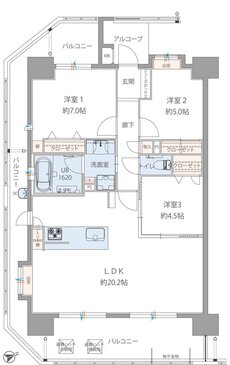 アルバガーデン グランビュー那珂川 間取り Aタイプ