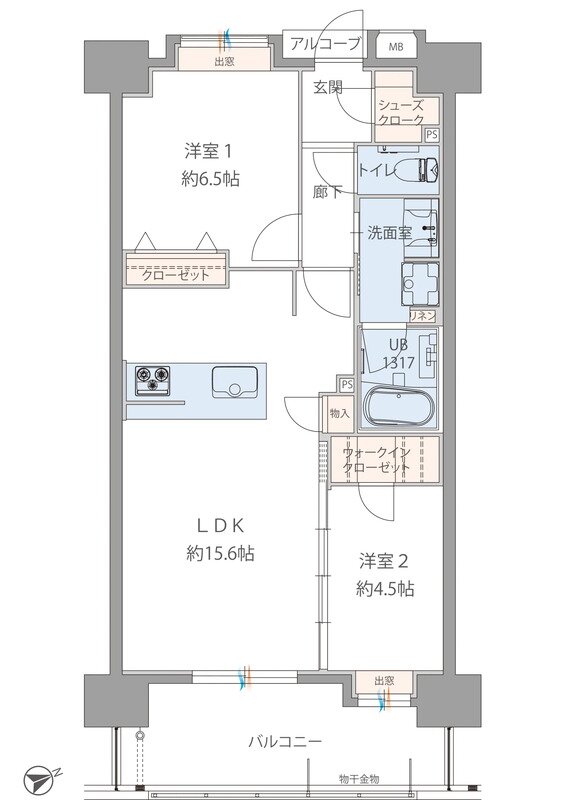 アルバガーデン グランビュー那珂川 間取り Bタイプ