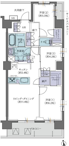 レーベン川口幸町 間取り E type