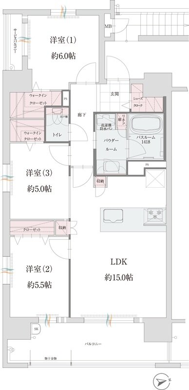 グランフォーレ姪浜ノーブルテラス 間取り Aタイプ
