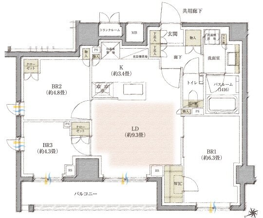 イノバス吉祥寺コート 間取り Aタイプ