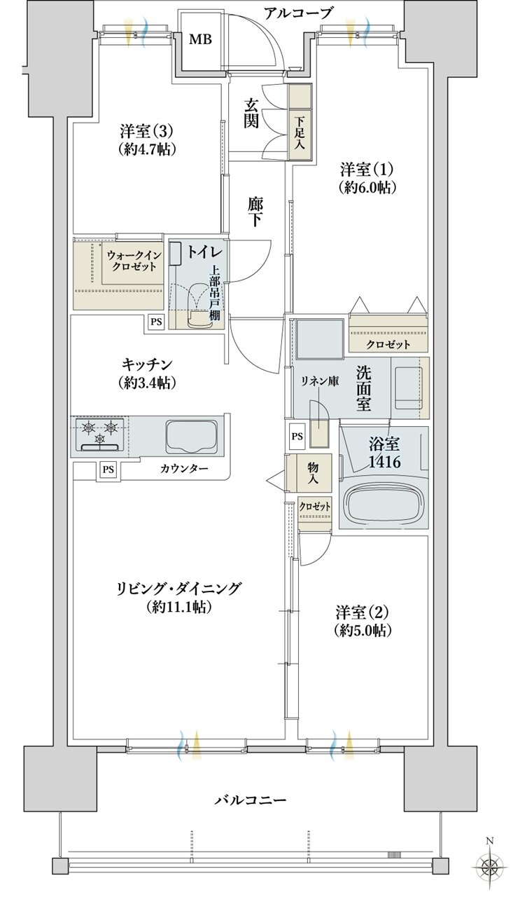 パークナード道後公園 間取り B type