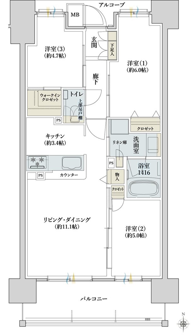 パークナード道後公園 間取り B type