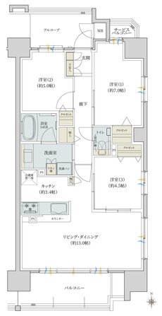 パークナード道後公園 間取り D type