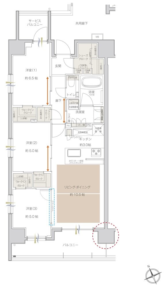 サンクレイドル船堀IV 間取り A type（11～13階）