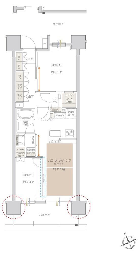 サンクレイドル船堀IV 間取り B type（2～10階）