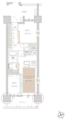 サンクレイドル船堀IV 間取り B type（11～13階）