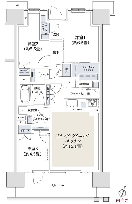 パークホームズ湘南茅ヶ崎 間取り Eタイプ