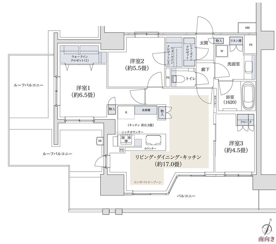 パークホームズ湘南茅ヶ崎 間取り G-1タイプ