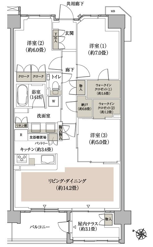 パークホームズ流山おおたかの森ソライエ 間取り A-89Hタイプ