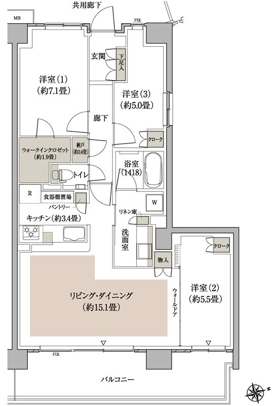 パークホームズ流山おおたかの森ソライエ 間取り B-81Jタイプ