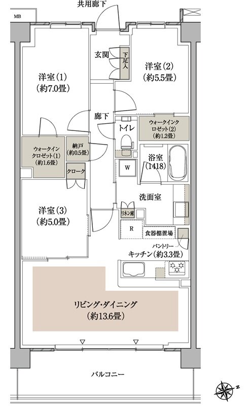 パークホームズ流山おおたかの森ソライエ 間取り B-80Hタイプ
