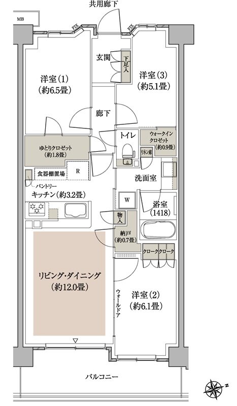 パークホームズ流山おおたかの森ソライエ 間取り B-74Dタイプ