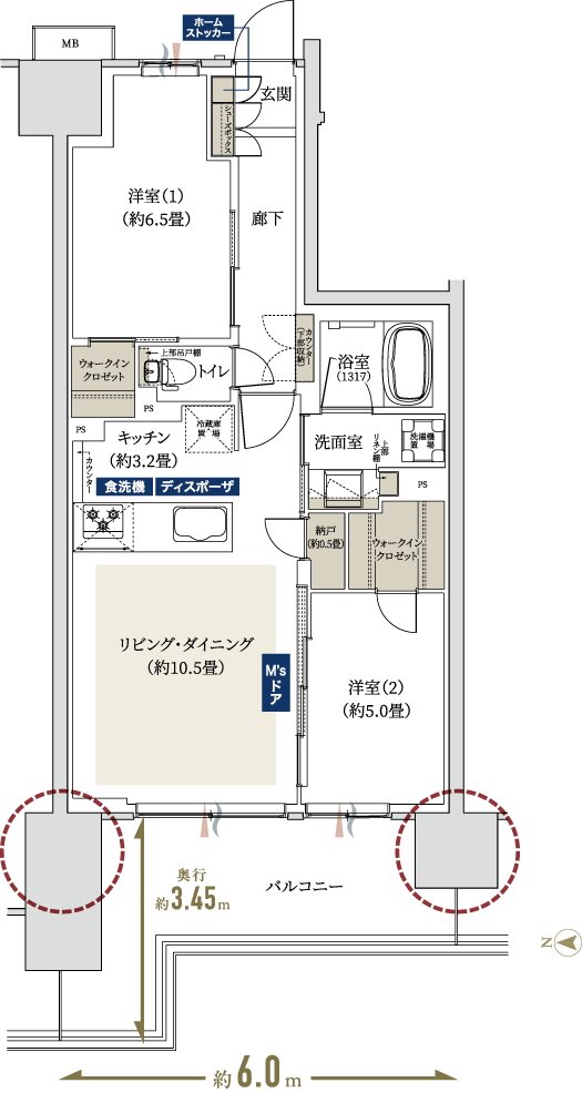 プレティナレジデンス吉川 間取り E TYPE
