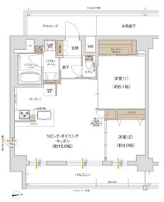 プレサンス ロジェ 代官町シティフォート 間取り Dタイプ