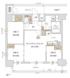 プレサンス ロジェ 代官町シティフォート 間取り Gタイプ
