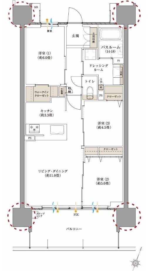 サーパス藤枝サウスフォート 間取り Bタイプ