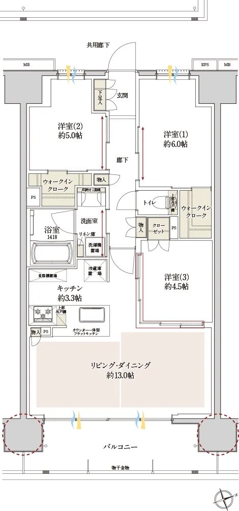 サンクレイドル熊谷中央公園 間取り E type