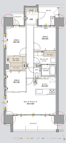 サーパス甲府朝日レジデンス 間取り Aタイプ
