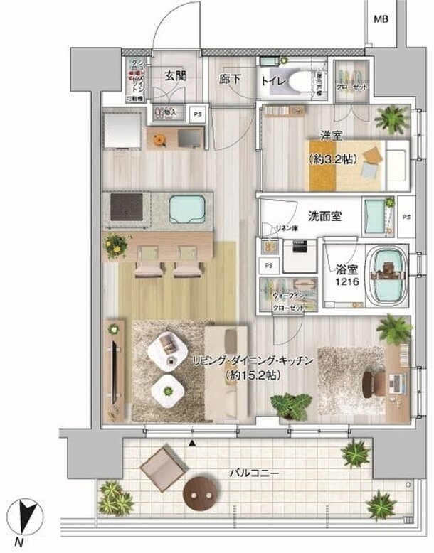 K HOUSE 大宮 間取り C TYPE（1LDK変更プラン）