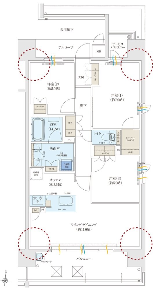 （仮称）明石「西新町」駅前邸宅プロジェクト 間取り A type