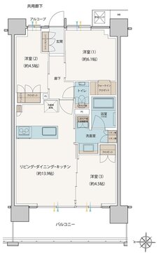 シエリア深川木場 間取り C1 TYPE
