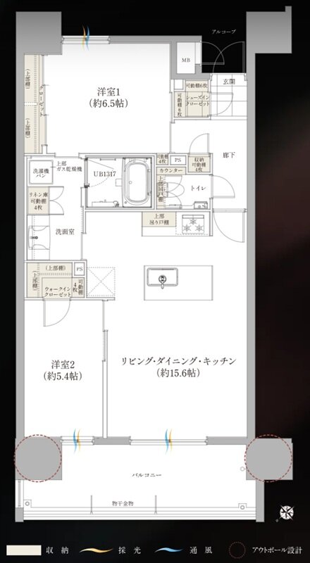 ザ・ラグジオン那覇新都心おもろまち 間取り B type