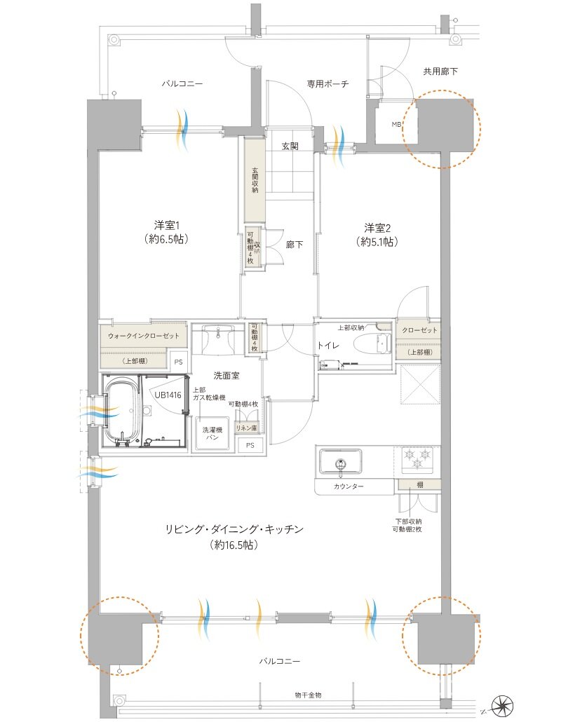ワイズエステムコート旭橋駅 ザ・ウェスト 間取り Aタイプ