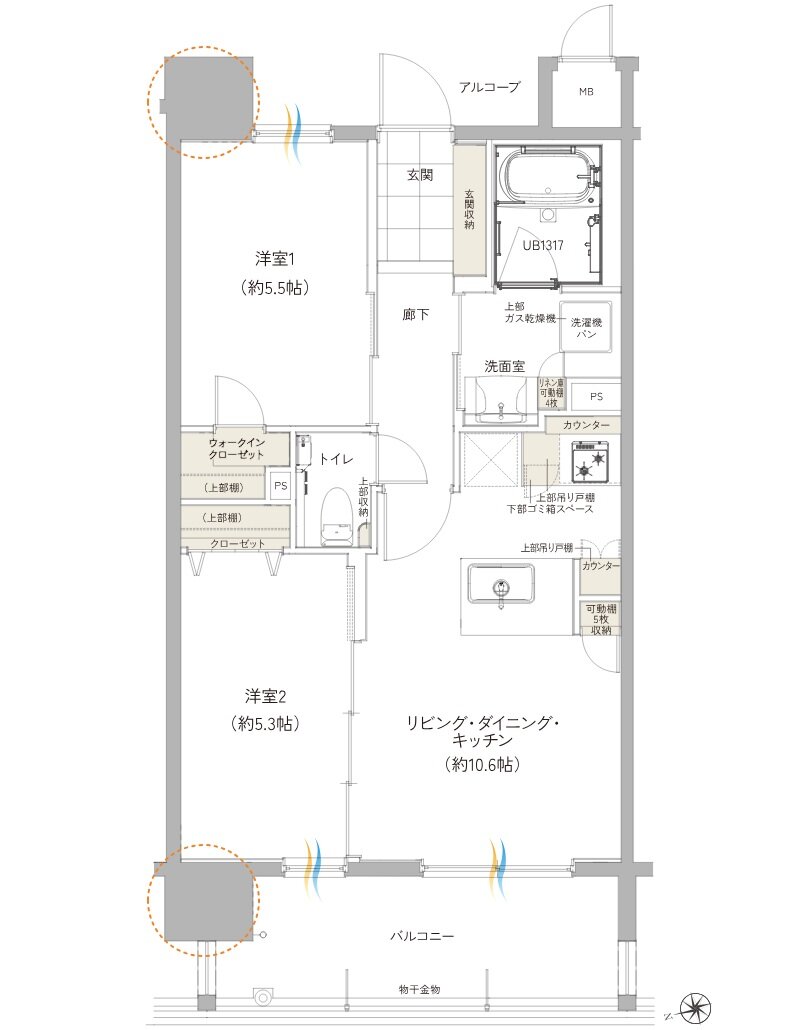 ワイズエステムコート旭橋駅 ザ・ウェスト 間取り Cタイプ