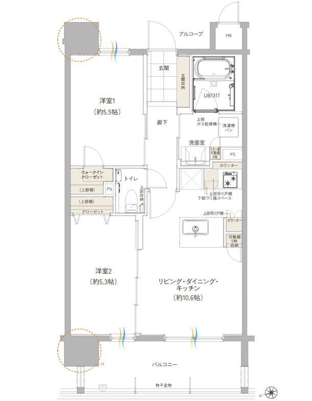 ワイズエステムコート旭橋駅 ザ・ウェスト 間取り Cタイプ